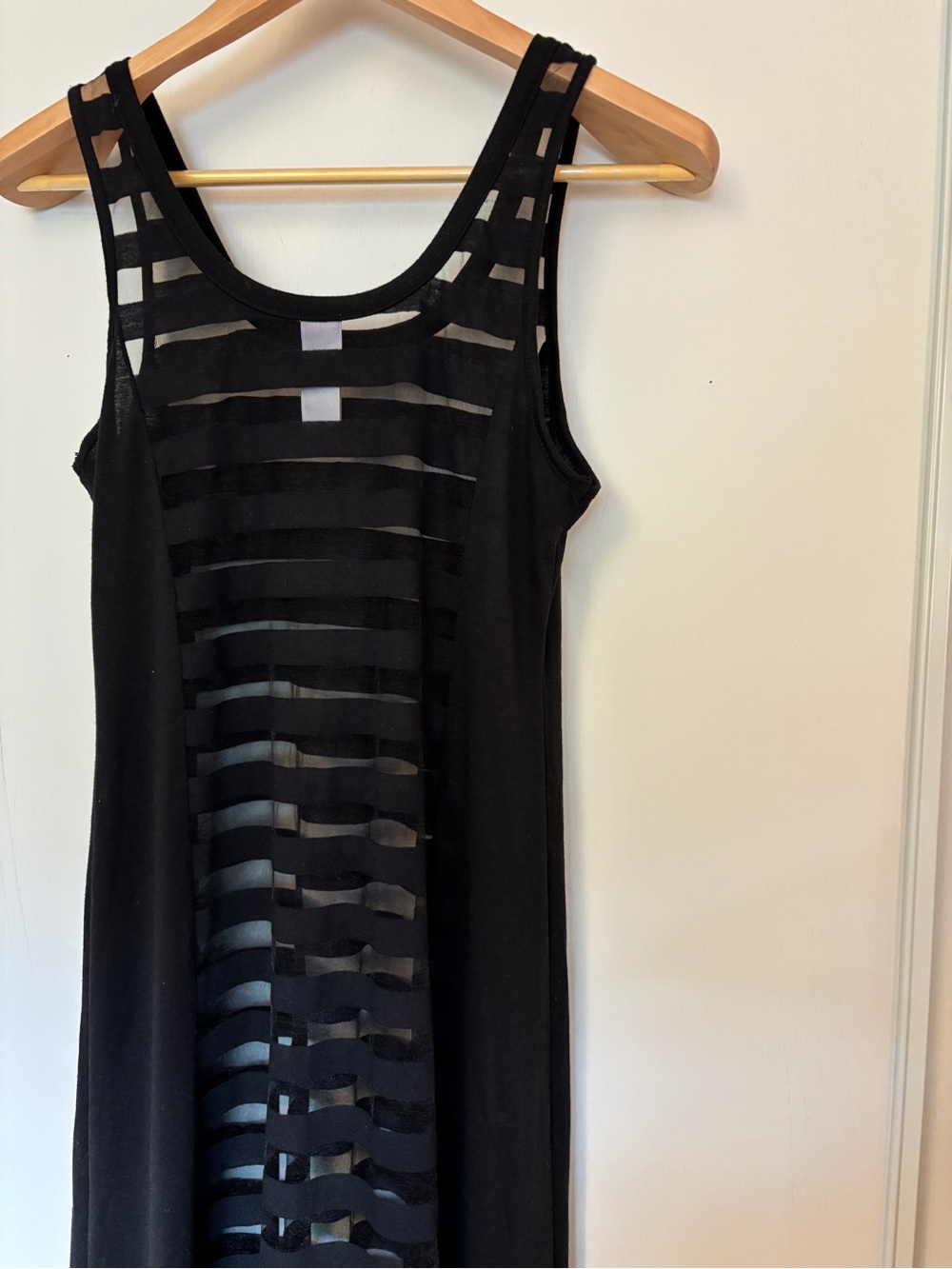 Miken Swim Black Sheer Cover-Up Size Small Bodycon Festival Stripes High Low Hem - Picture 6 of 11